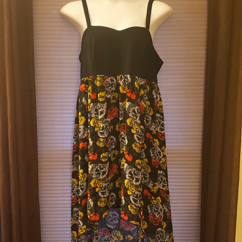 Skulls and Flowers High-Low Dress